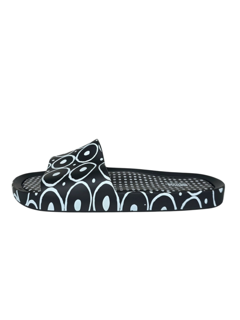 Melissa 10 Corso Como Slides Womens 12 Black Graphic Designer Sandals - Picture 4 of 10